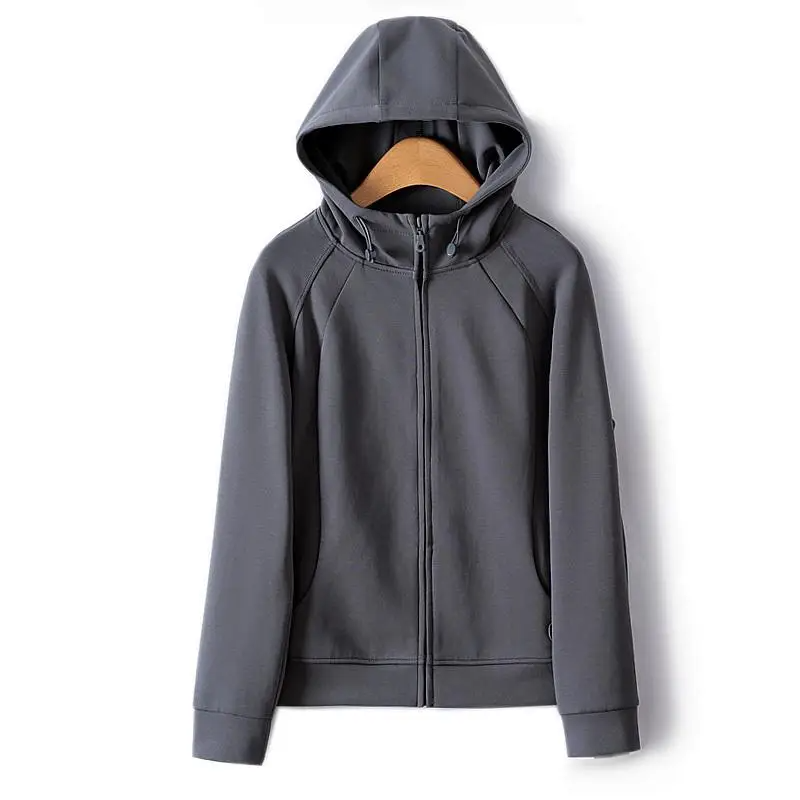 Autumn Simple Three Dimensional Cutting Zipper Cardigan Full Sleeve Sweater Women Sweatshirts-2