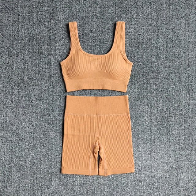 2PCS Women Yoga Set Gym Set Sexy Bra Seamless Sports Shorts Workout Running Clothing Gym Wear Athletic Sport Suit-8