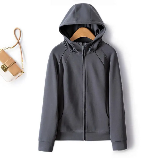 Autumn Simple Three Dimensional Cutting Zipper Cardigan Full Sleeve Sweater Women Sweatshirts-0