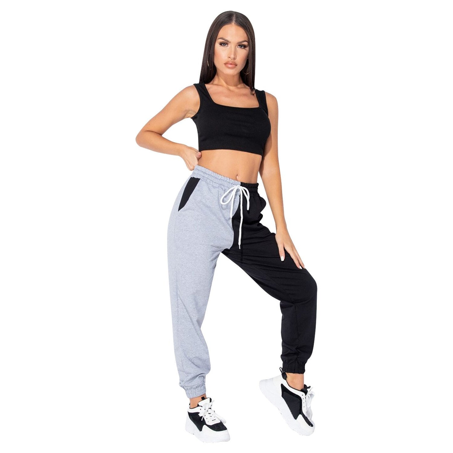 Autumn Patchwork Sports Wear For Women Gym Pencil Leggings Pants Fashion Running Fitness Energy Jogging Trousers Tracksuit-5
