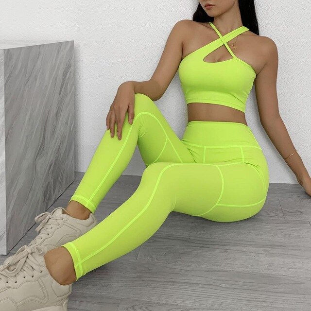 Sportwear Women Yoga Sets Fitness Wear 2peice Suits High Waist Legging Top Bra Gym Running Clothing Outfit Sport Suit-8
