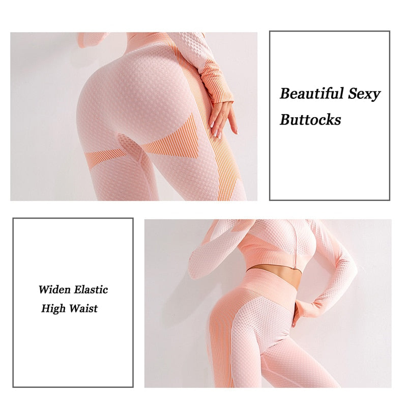 High Waist Fitness Gym Leggings Women Seamless Push Up Energy Tights Workout Running Activewear Tummy Control Yoga Pants-1