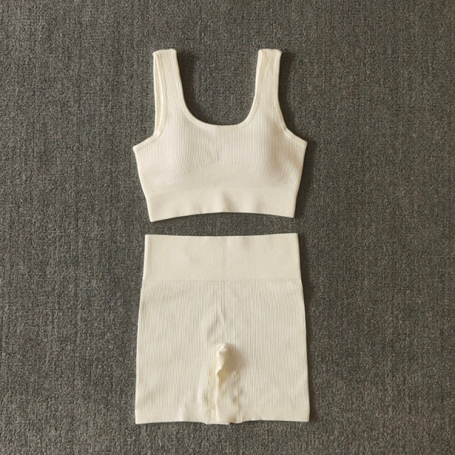 2PCS Women Yoga Set Gym Set Sexy Bra Seamless Sports Shorts Workout Running Clothing Gym Wear Athletic Sport Suit-11